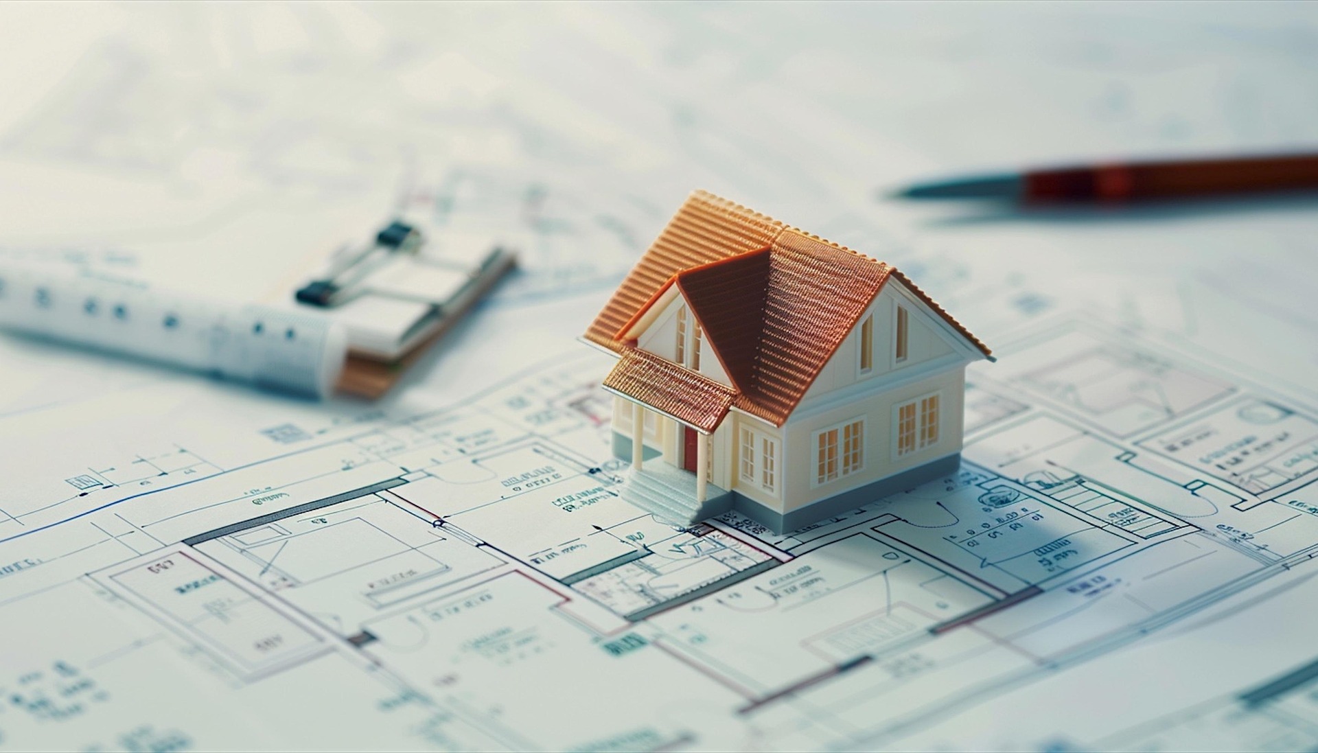 Maquette de maison et plans de construction